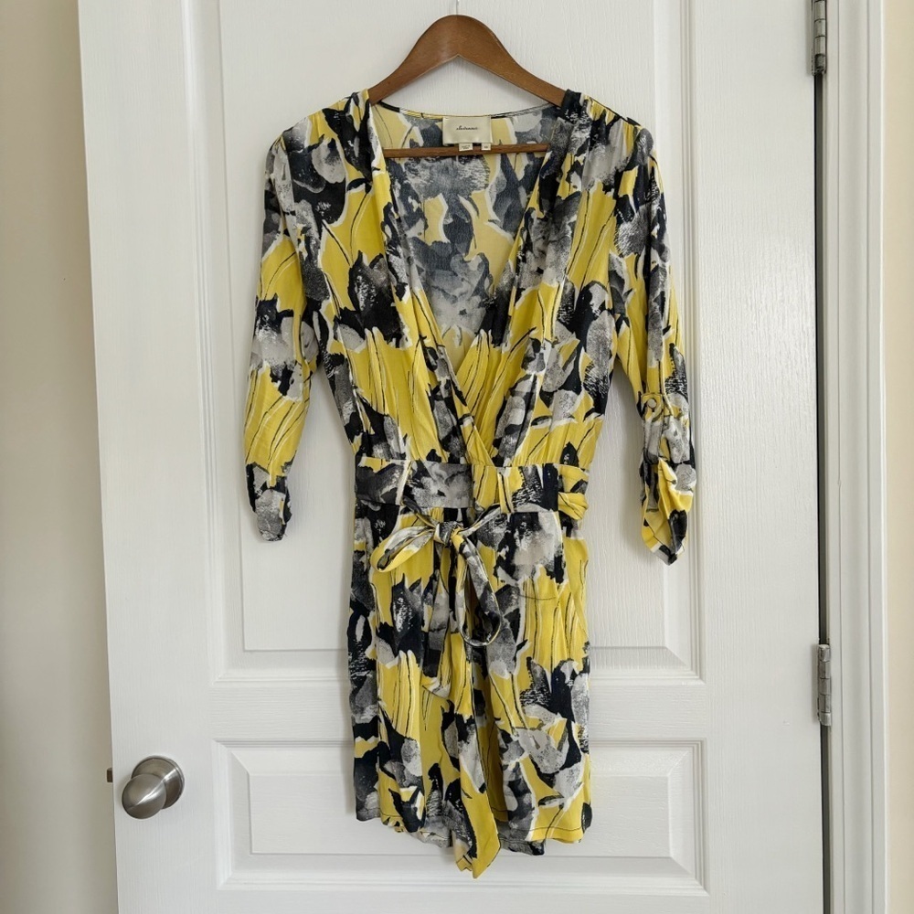 Elevenses Somerset Yellow Floral Romper XS Summer Festival